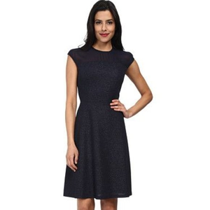 Marc New York by Andrew Marc 6 Black Shimmer Knit Illusion Fit‎ & Flare Dress